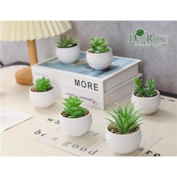 Set of 6 Succulents Plants Artificial in Pots Small Fake Plants for Bedroom Etc - Picture 4 of 6